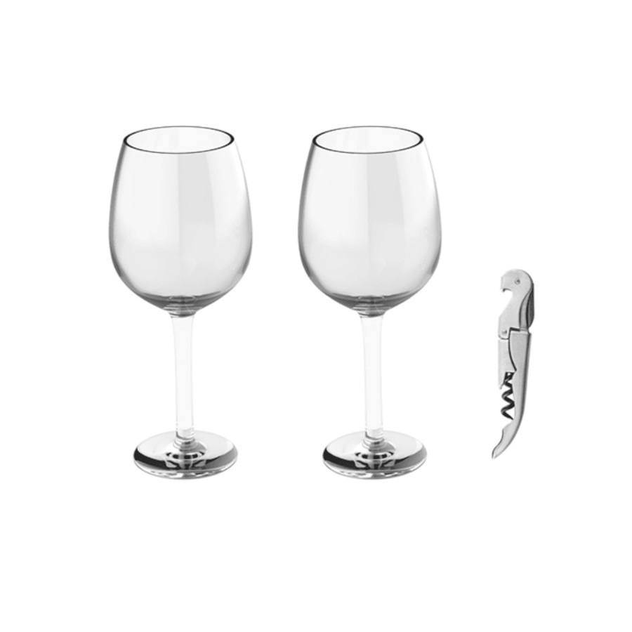 Set de vino 2 copas4 Set de vino con logo para Merchandising y Regalos Empresariales