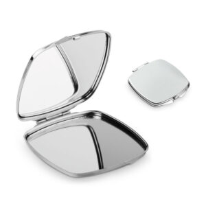 Espejo metal cromado con logo para Merchandising y Regalos Empresariales